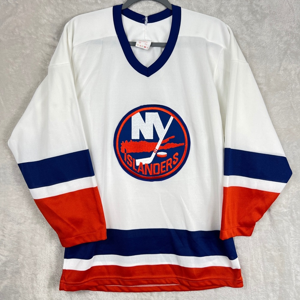 VTG CCM Maska New York Islanders Hockey Jersey Mens S Blank White Made in Canada